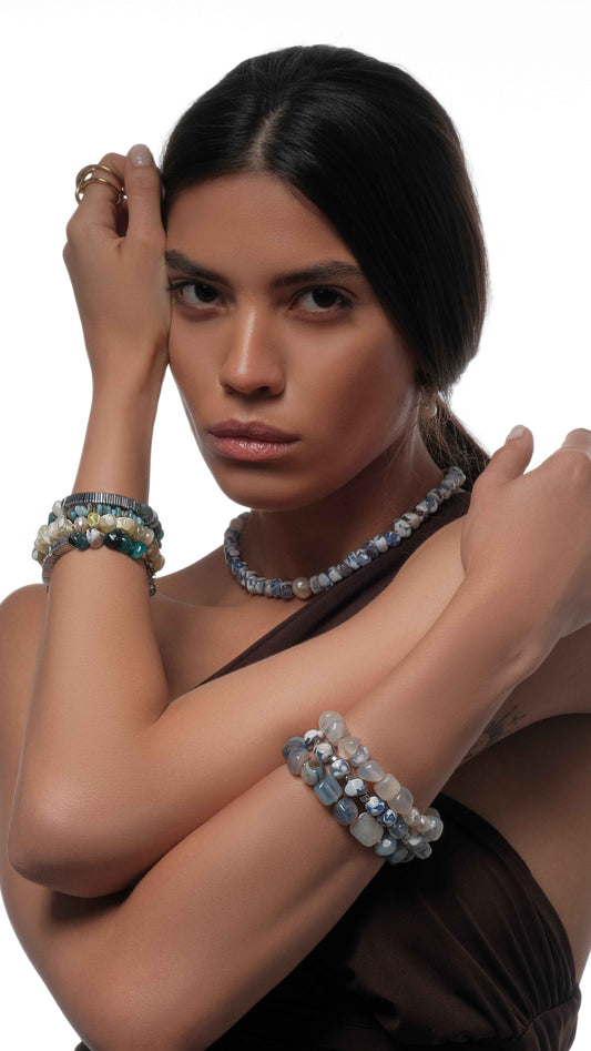 Blue gemstone accessories set