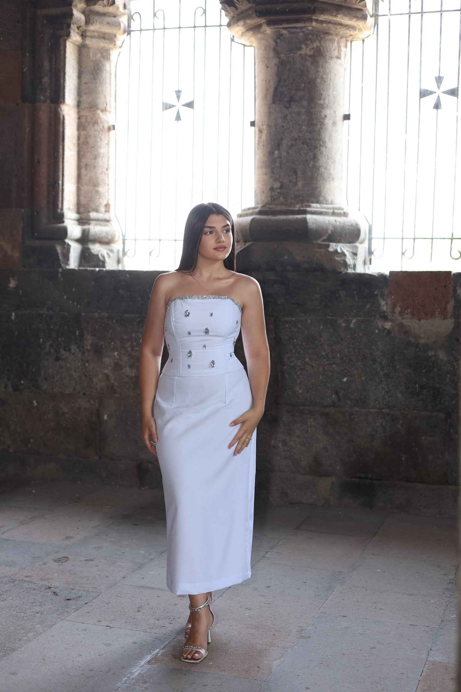 White corset and skirt